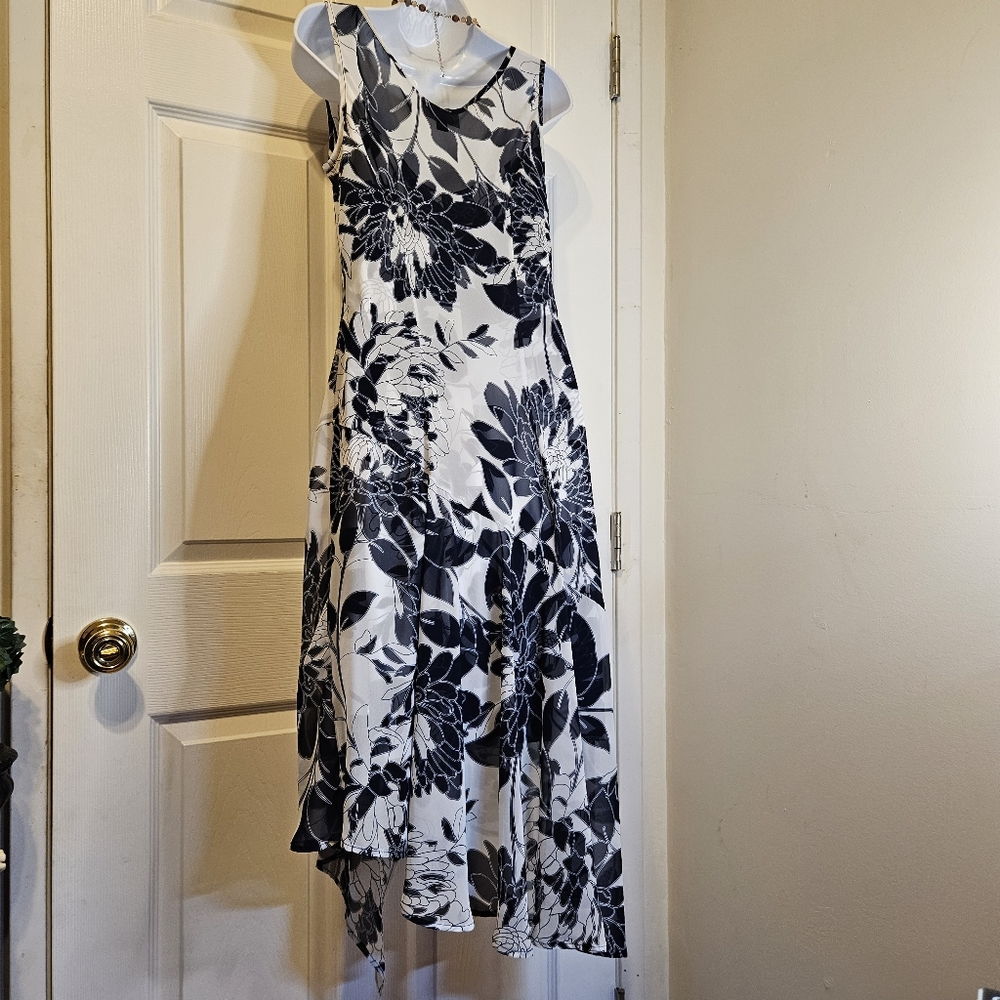 CONNECTED APPAREL Womens Navy Sleeveless Midi Party Fit Flare Dress - Picture 5 of 5